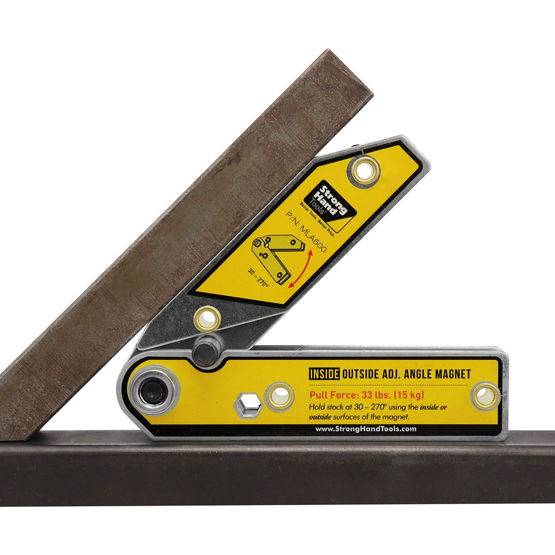 MLA600 Adjustable Angle Magnetic Welding Square, Inside/Outside Magnets, Angle Setting Pin, Magnetic Pull Force 33 Lbs, Welding Square, 30°-270° Angle, 6 Size