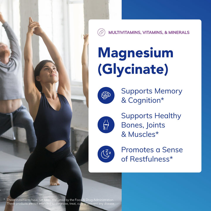 Magnesium (Glycinate) - Supplement to Support Stress Relief, Sleep, Heart Health, Nerves, Muscles, and Metabolism* - with Magnesium Glycinate - 180 Capsules
