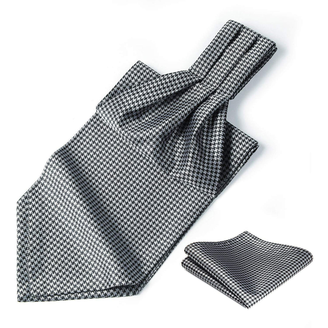 HISDERN Men&#39;s Ascot Houndstooth Dot Jacquard Wo
