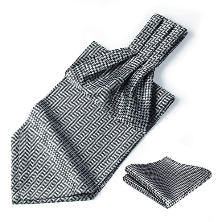 HISDERN Men&#39;s Ascot Houndstooth Dot Jacquard Wo