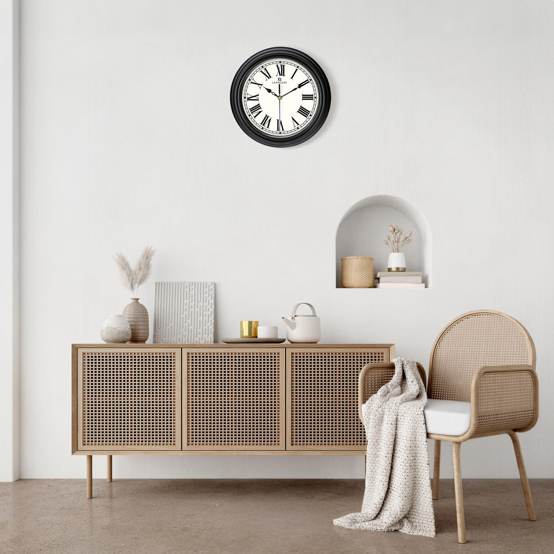 Black Gray Wall Clock Roman Numerals 12 Inch Silent Non-Ticking Kitchen Clock for Living Room Office Bedroom Home Decor