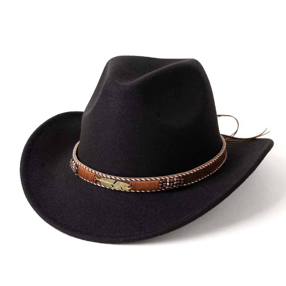 HUDANHUWEI Western Cowboy Hat Wide Brim Outdoor Fedora 