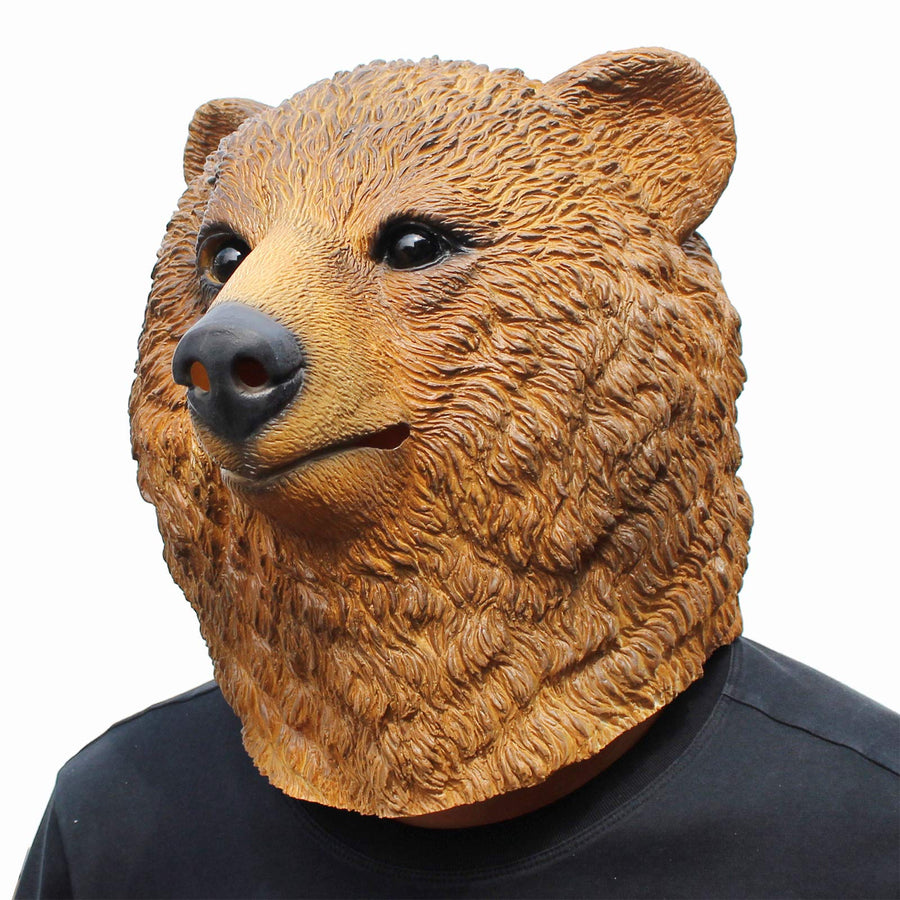 Deluxe Halloween Costume Party Latex Animal Head Mask Brown Bear