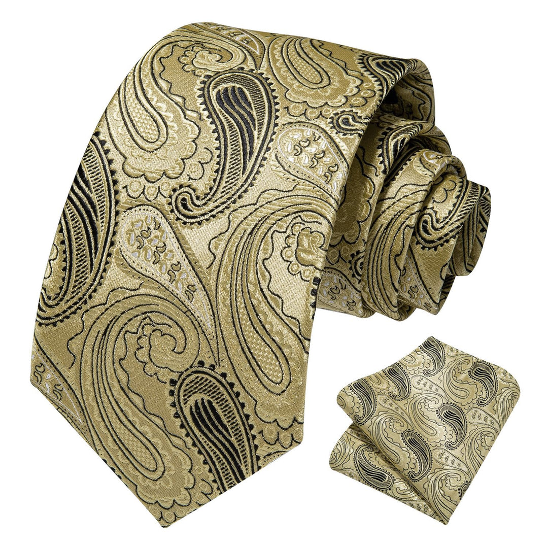 HISDERN Paisley Floral Wedding Tie Handkerchief Woven C