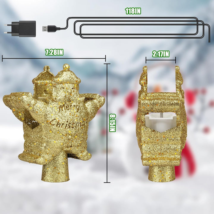 Christmas Tree Topper, Santa Claus Tree Topper with LED Rotating Snowflake Projector Lights, 3D Hollow Santa Claus Tree Topper for Tree Decorations