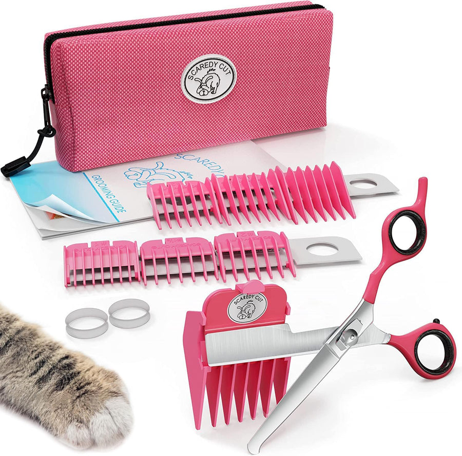 Silent Pet Grooming Kit for Dog, Cat and All Pet Grooming - A Quiet Alternative to Electric Clippers for Sensitive Pets (Right-Handed Pink)
