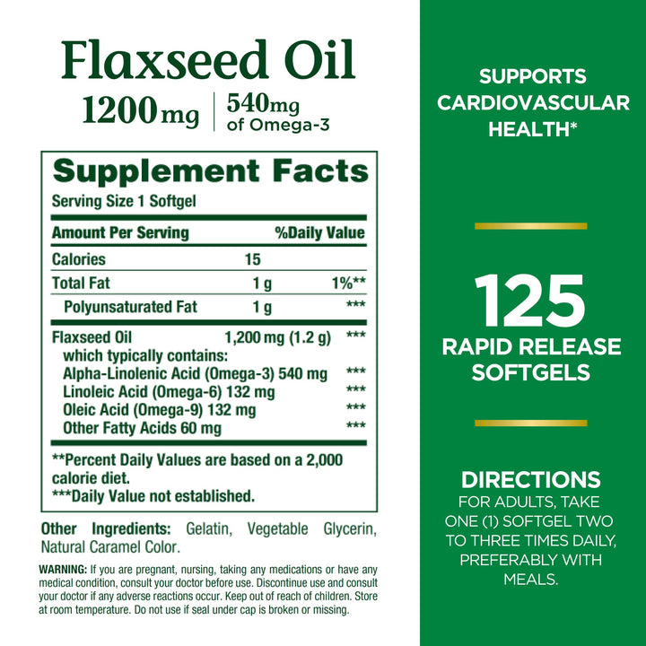 Nature&#39;s Bounty Flaxseed and Omega 3, Dietary S