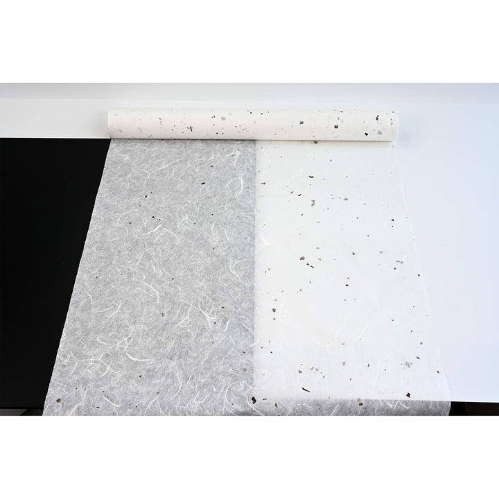 Korean Mulberry Paper HanJi Natural Fiber Texture Gift Wrapping Packaging Decorative Wallpaper UnYong-Ji Roll White with Mulberry bark Spots 54Cm x 20m (21.3 x 787.4 Inches)