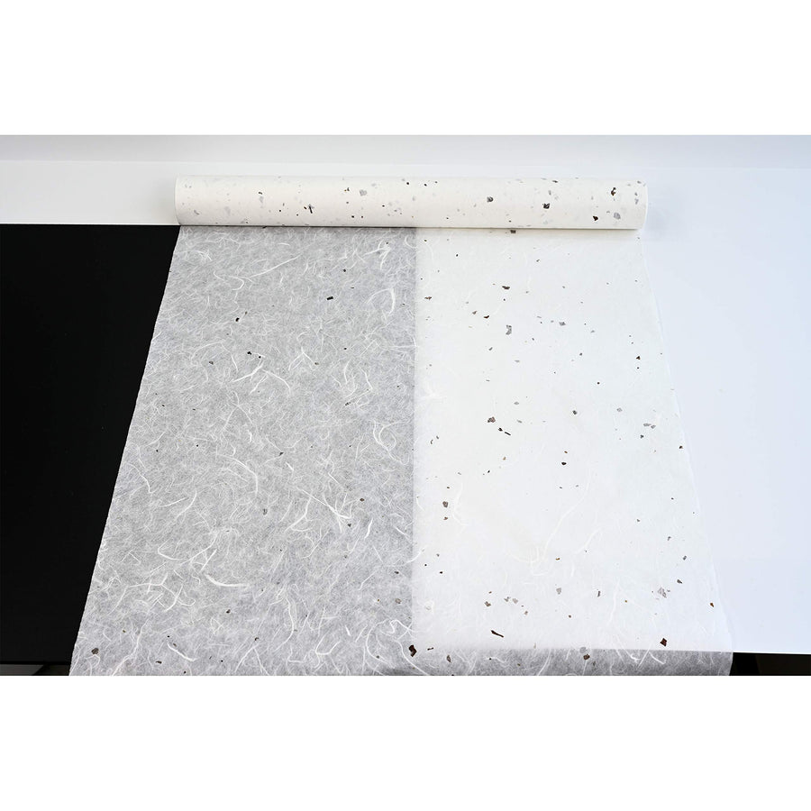 Korean Mulberry Paper HanJi Natural Fiber Texture Gift Wrapping Packaging Decorative Wallpaper UnYong-Ji Roll White with Mulberry bark Spots 54Cm x 20m (21.3 x 787.4 Inches)