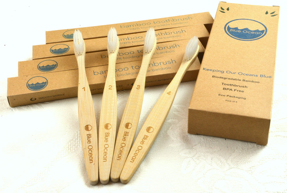Blue Ocean Natural Bamboo Toothbrush Eco-Friendly, Soft