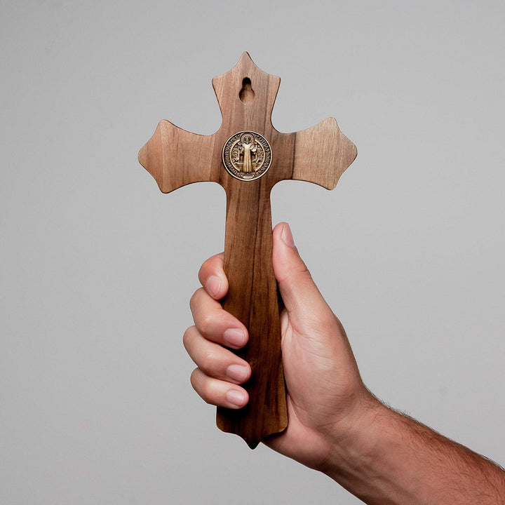 Wall Wood Cross Crucifix (Antique Gold - 10 Inches)