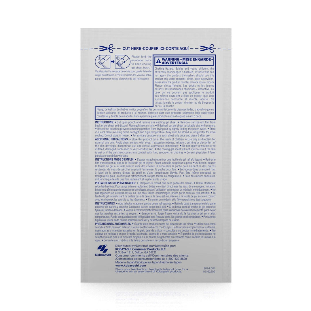 BeKoool Immediate Cooling Fever Reducing Soft Gel Sheets for Kids - 4 Count
