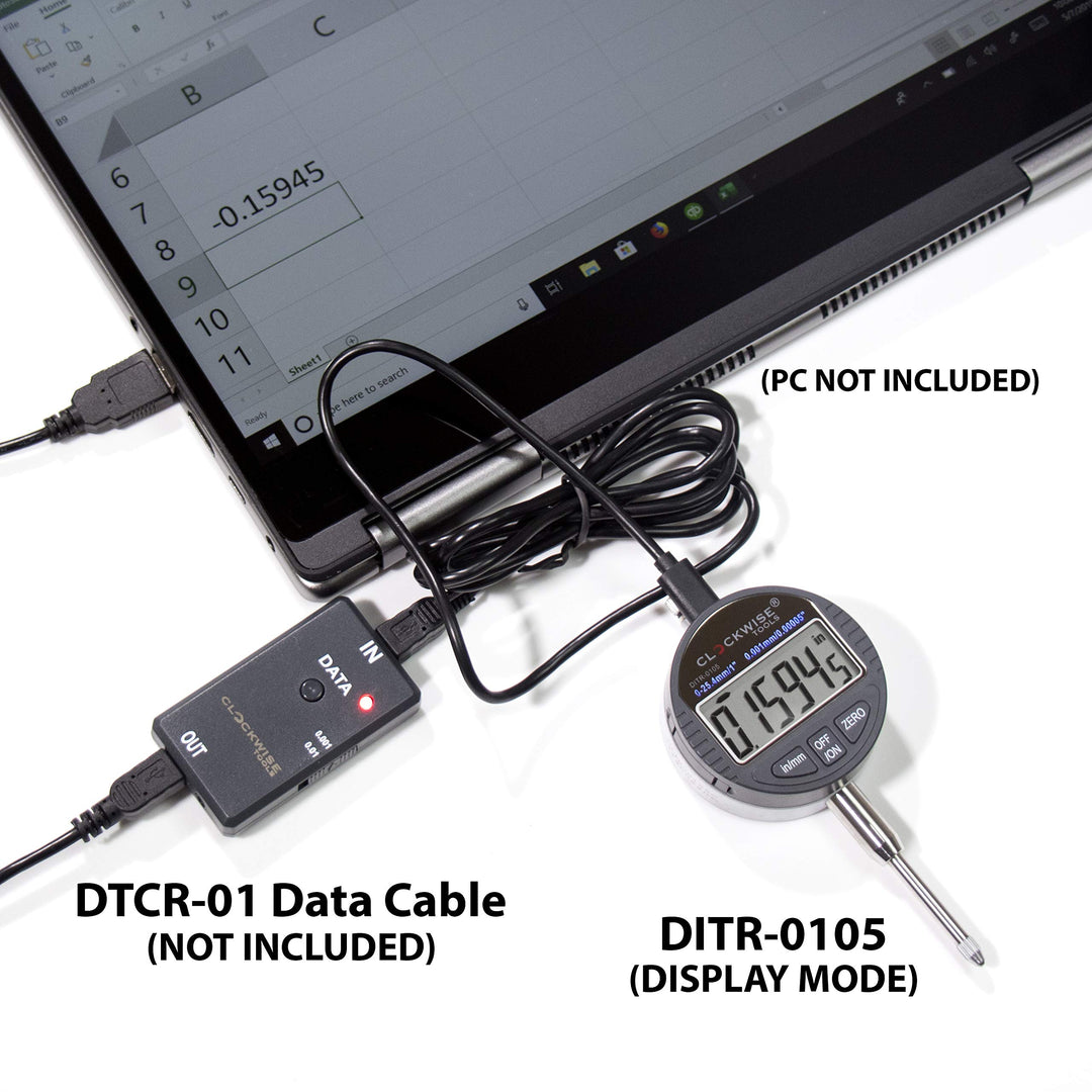 Clockwise Tools Digital Indicator, DITR-0105 0-1 Inch/2
