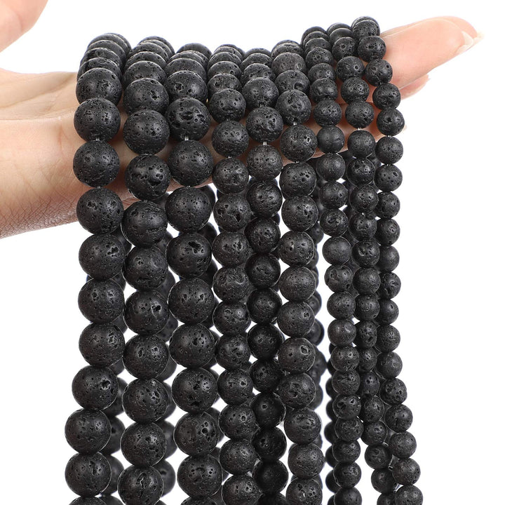 45pcs 8mm Volcanic Rock Black Lava Natural Stone Beads for Jewelry Making,Energy Stone Healing Power,Enjoy DIY Fun