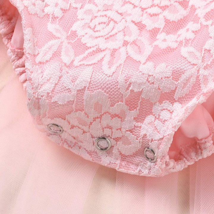 Baby Girl 1st Birthday Outfit Lace Tulle Romper Princess Tutu Dress First Birthday Photography Clothes Pink 9-12 Months