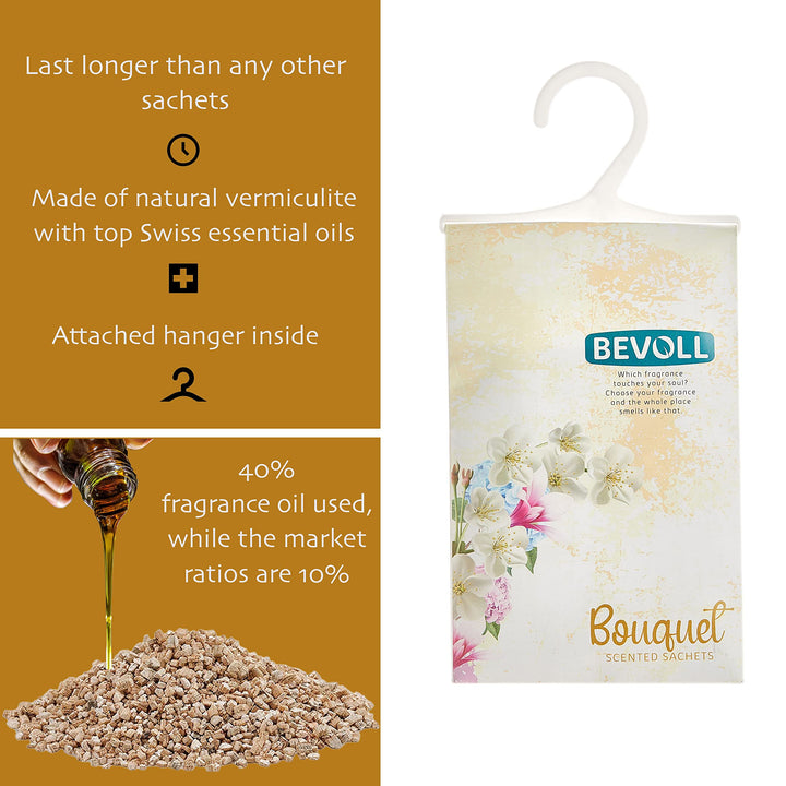 Scented Sachets 12 Packs for Drawers, Closet, Cars, Bathroom, Wardrobe and Gym Bags. Protected Package for Long Lasting Use, Swiss Made Fragrance Oils and Hanger Inside. (Lavender)