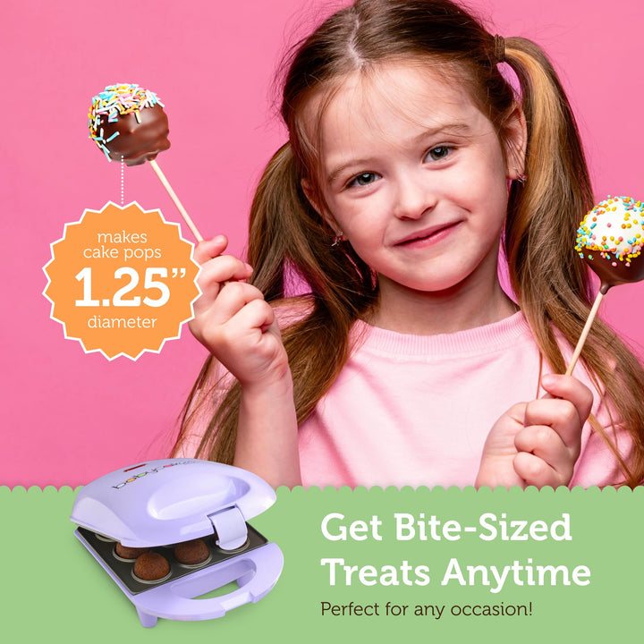 Mini Cake Pop Maker by Select Brands - Easy-to-Use Cake Pop Machine - Cake Pop Recipes Included - Non-stick Coating, Non-skid Feet and Power Light - 9 Cake Pops