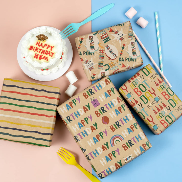 RUSPEPA Kraft Wrapping Paper Sheet - Dogs and Cats Desi
