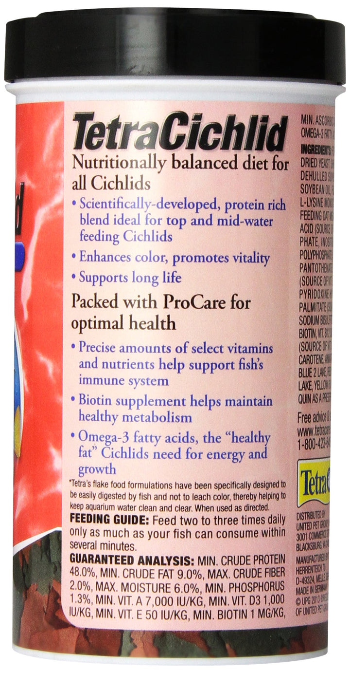 Cichlid Cichlid Flakes 2.82 oz, Fish Food, Clear Water Advanced Form