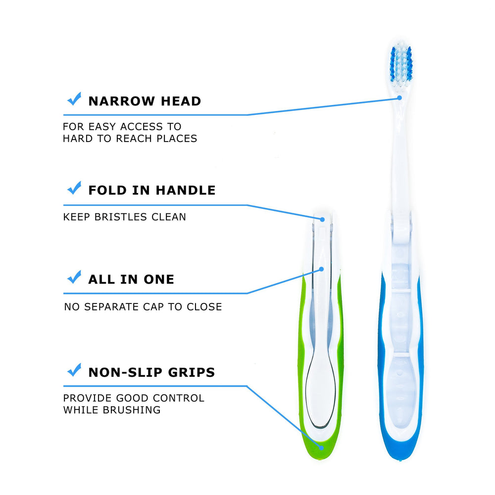 Travel Toothbrush, On The Go Folding Feature, medium br