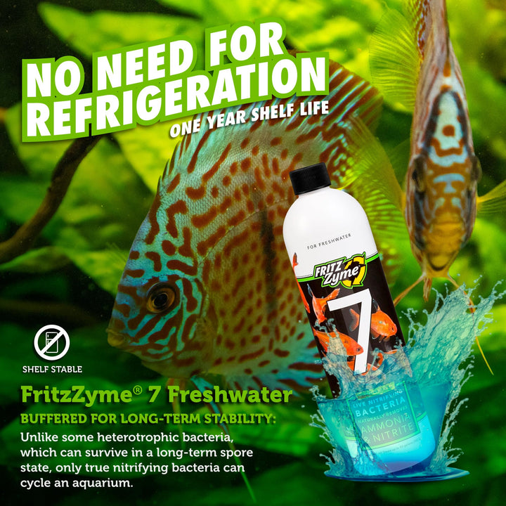 FritzZyme 7 Live Nitrifying Bacteria Naturally Removes Amonia &amp; Nitrite for Freshwater Fish (16-Ounce)