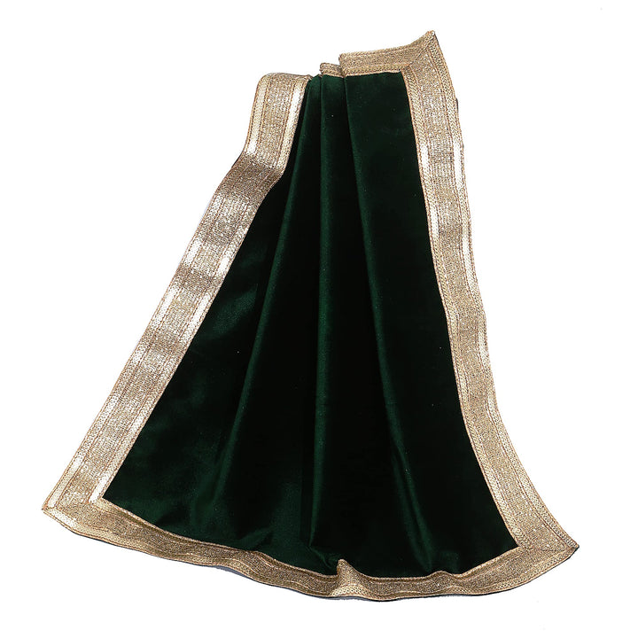 Green Velvet Cloth with Golden Shinny Border, Namaaz, Muslim Cloth, Aasan, Alter, Altar, Tarot Table Cloth Holy Square Tablecloth