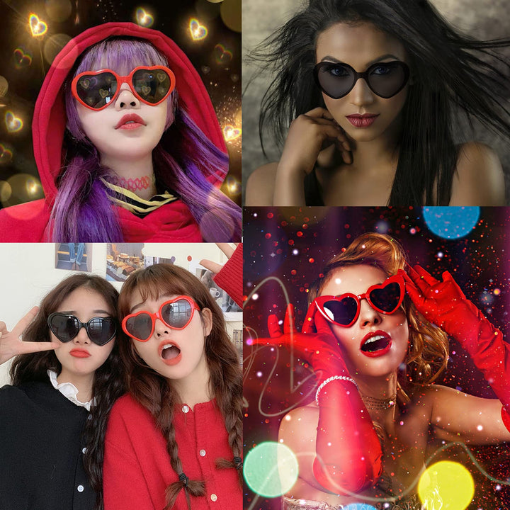 Heart Sunglasses -See Hearts!- Heart Effect Diffraction Glasses EDM Festival Light Changing Sunglasses for Women Men