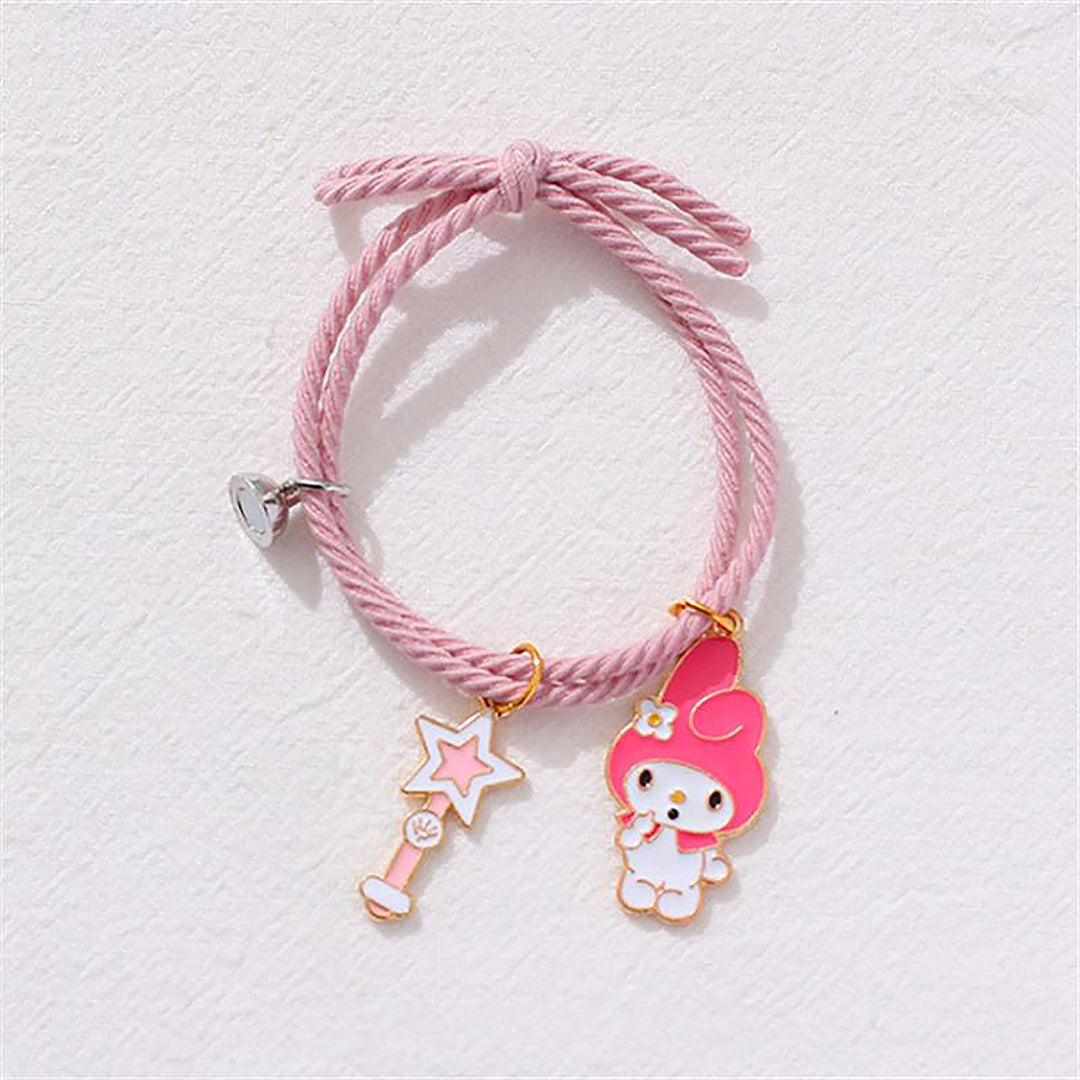 Bestie Couples Bracelets Mutual Attraction Relationship Matching Friendship His Hers Rope Bracelet Bff Best Friend Gift (Black Pink)