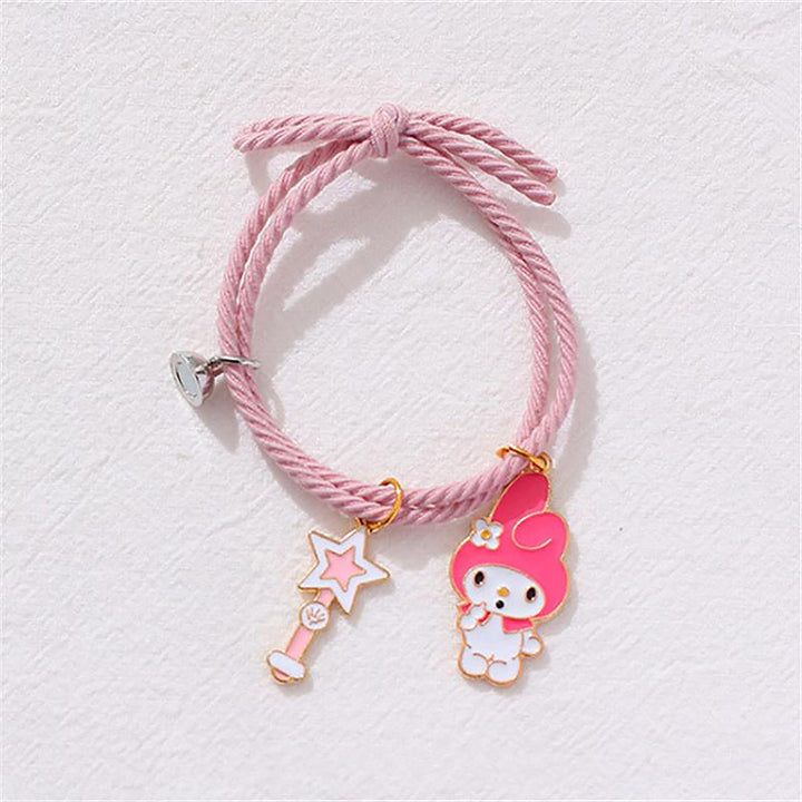 Bestie Couples Bracelets Mutual Attraction Relationship Matching Friendship His Hers Rope Bracelet Bff Best Friend Gift (Black Pink)