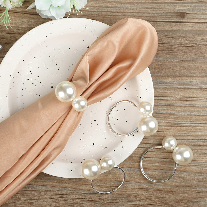 Kesote Pearl Napkin Rings Set of 12, Silver Napkin Ring