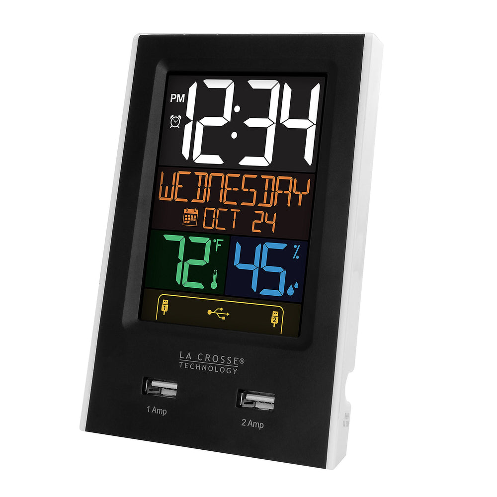 C86224 Dual USB Charging Alarm with nap Timer, 3.74 L x 2.40 W x 5.24 H, Black