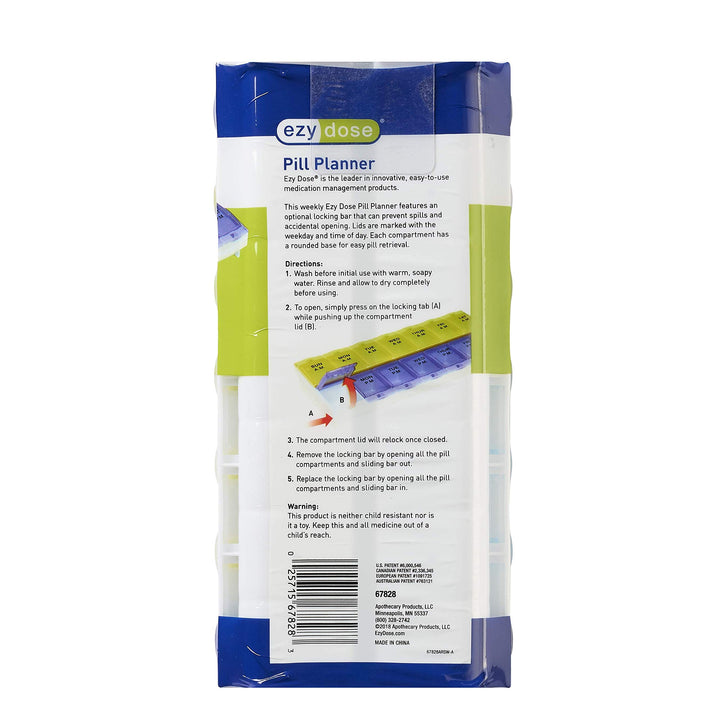 Apothecary Products Ezy Dose Weekly Am/pm Locking Pill Planner, 0.391 Pound