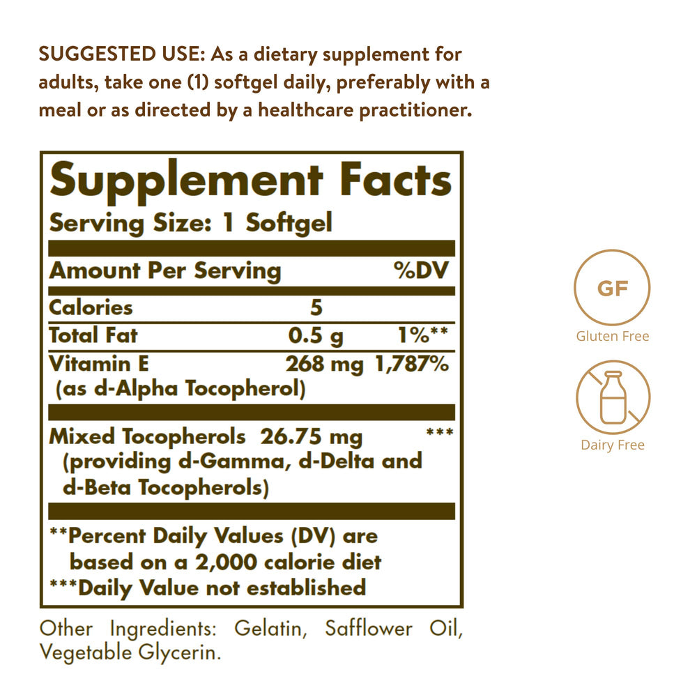 Solgar Vitamin E 268 MG (400 IU) (d-Alpha Tocopherol &a
