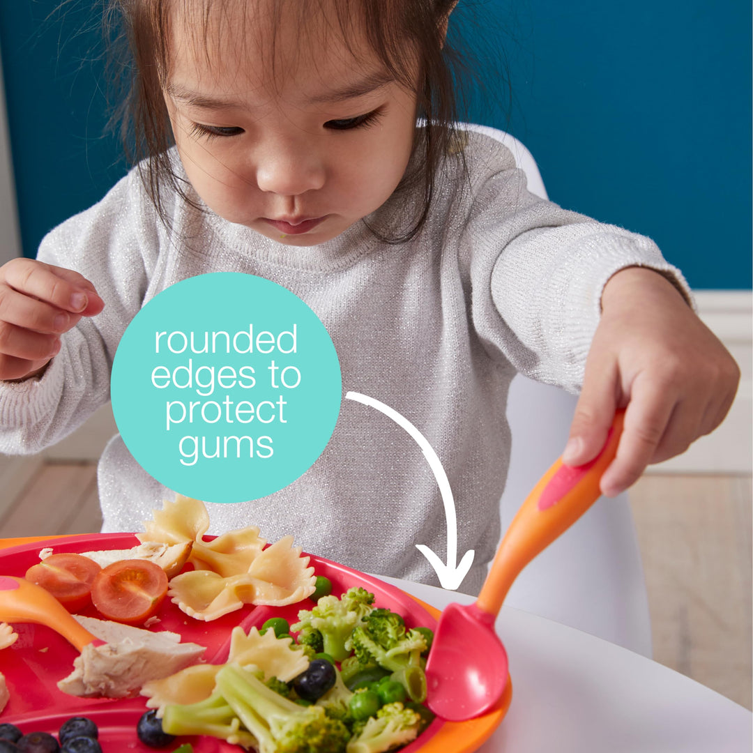 b.box Toddler Cutlery Set: Patented FLORK™ Designed Fork, Spoon & Travel Case, Easy Grip Handles, Dishwasher Safe, BPA Free (Strawberry Shake)