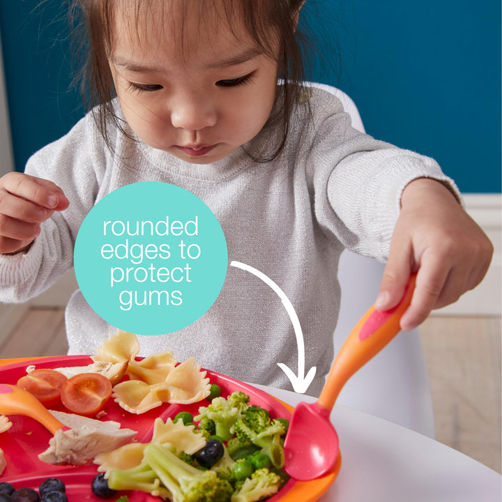 b.box Toddler Cutlery Set: Patented FLORK™ Designed Fork, Spoon & Travel Case, Easy Grip Handles, Dishwasher Safe, BPA Free. (Lemon Sherbet)
