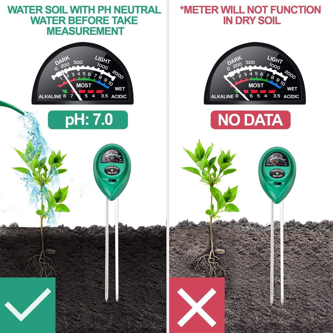 3-in-1 Soil Test Kit, Soil Moisture/Light/pH Meter for House Plant, Garden, Lawn, Farm, Ideal for Indoor &amp; Outdoor Use