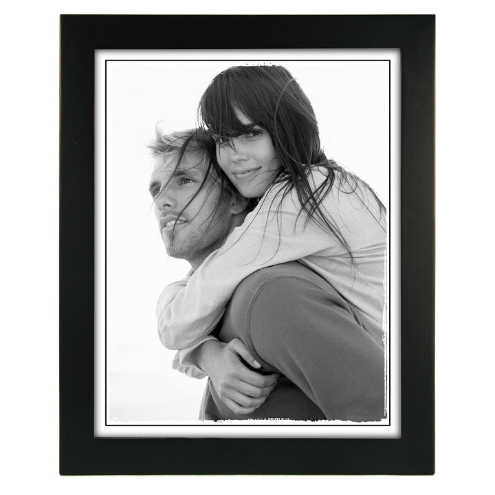 8x10 Picture Frame - Wide Real Wood Molding, Real Glass - Black