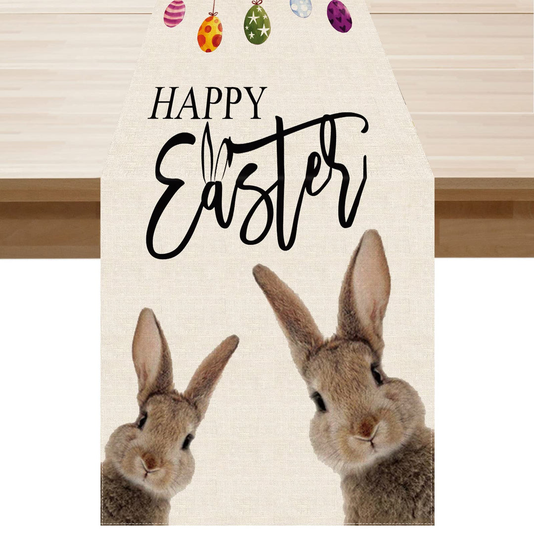 Easter Table Runner Rabbit Bunny 13x72Inch Kitchen Dining Table Decoration for Spring Indoor Outdoor Home Party Decor