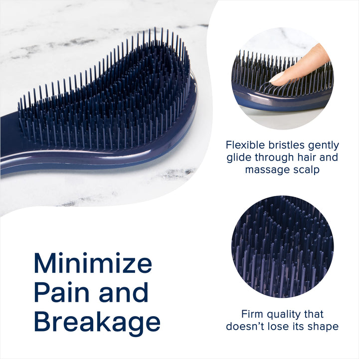 Glide Thru Detangling Brush - Detangler Brush for Natural, Curly, Straight, Wet and Dry Hair for Adults and Kids - Hair Brush for Little Girls, Toddlers, Teens - 7.5 x 3 inches, Blue