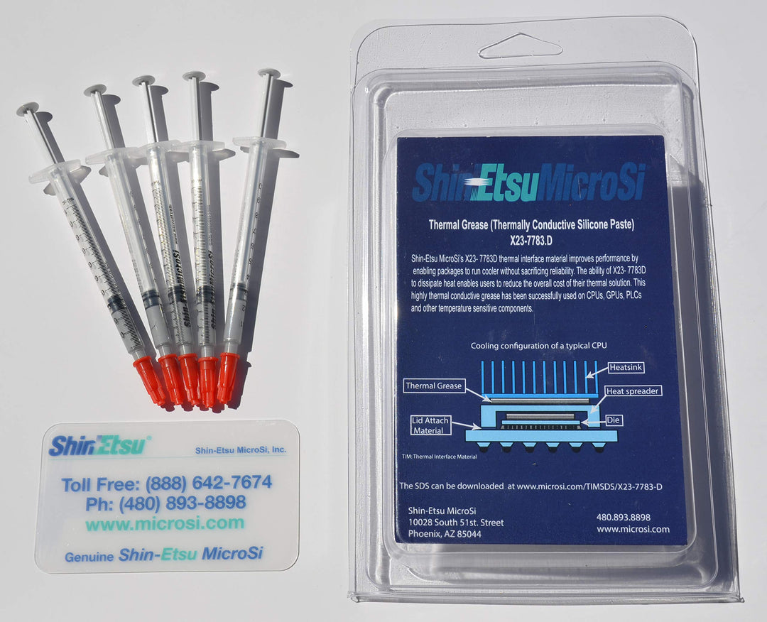 X23-7783D, Direct from Manufacturer, Genuine High Performance Silicone Thermal Grease, Five 0.5 gm Syringes (5x0.5 gm), with Lot #, Exp. Date