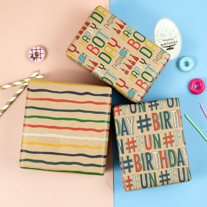 RUSPEPA Kraft Wrapping Paper Sheet - Dogs and Cats Desi