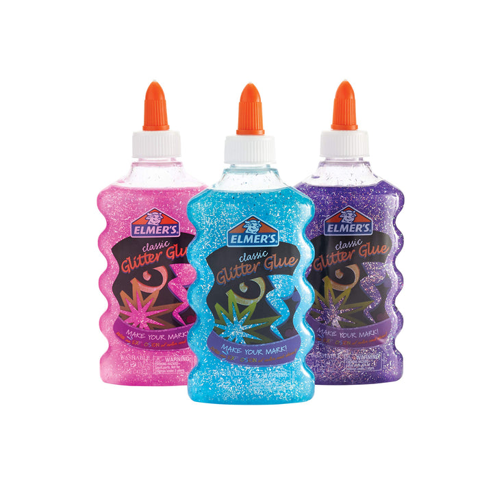 Elmer’s Glue Deluxe Starter Slime Kit | Slime Supplies | Clear School Glue &amp; Glitter Glue Pens, 3 Count