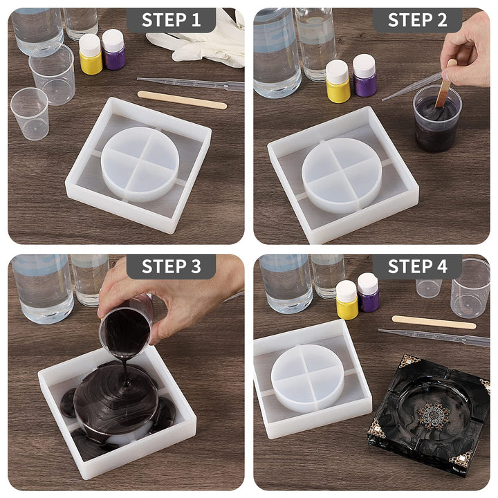 Ashtray Resin Mold and Spice Grinder Mold, Large Square Silicone Molds for Resin, Herb Grinder Mold for Resin Casting, Epoxy Resin Mold for DIY Crafts (Square)