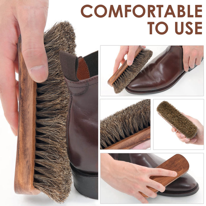 6.7 Horsehair Shoe Shine Brush - 100% Soft Genuine Hors