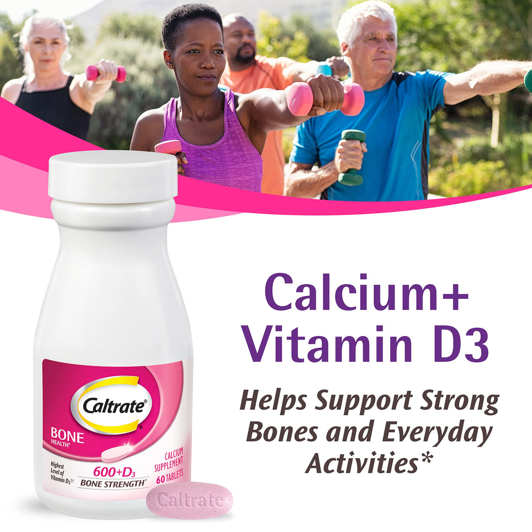 Caltrate 600 Plus D3 Calcium and Vitamin D Supplement Tablets, Bone Health Supplements for Adults - 60 Count