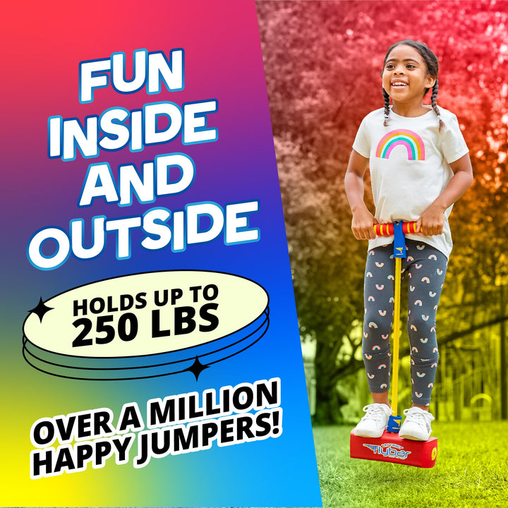 My First Foam Pogo Jumper for Kids Fun and Safe Pogo Stick for Toddlers, Durable Foam and Bungee Jumper for Ages 3 and up, Supports up to 250lbs (Red)