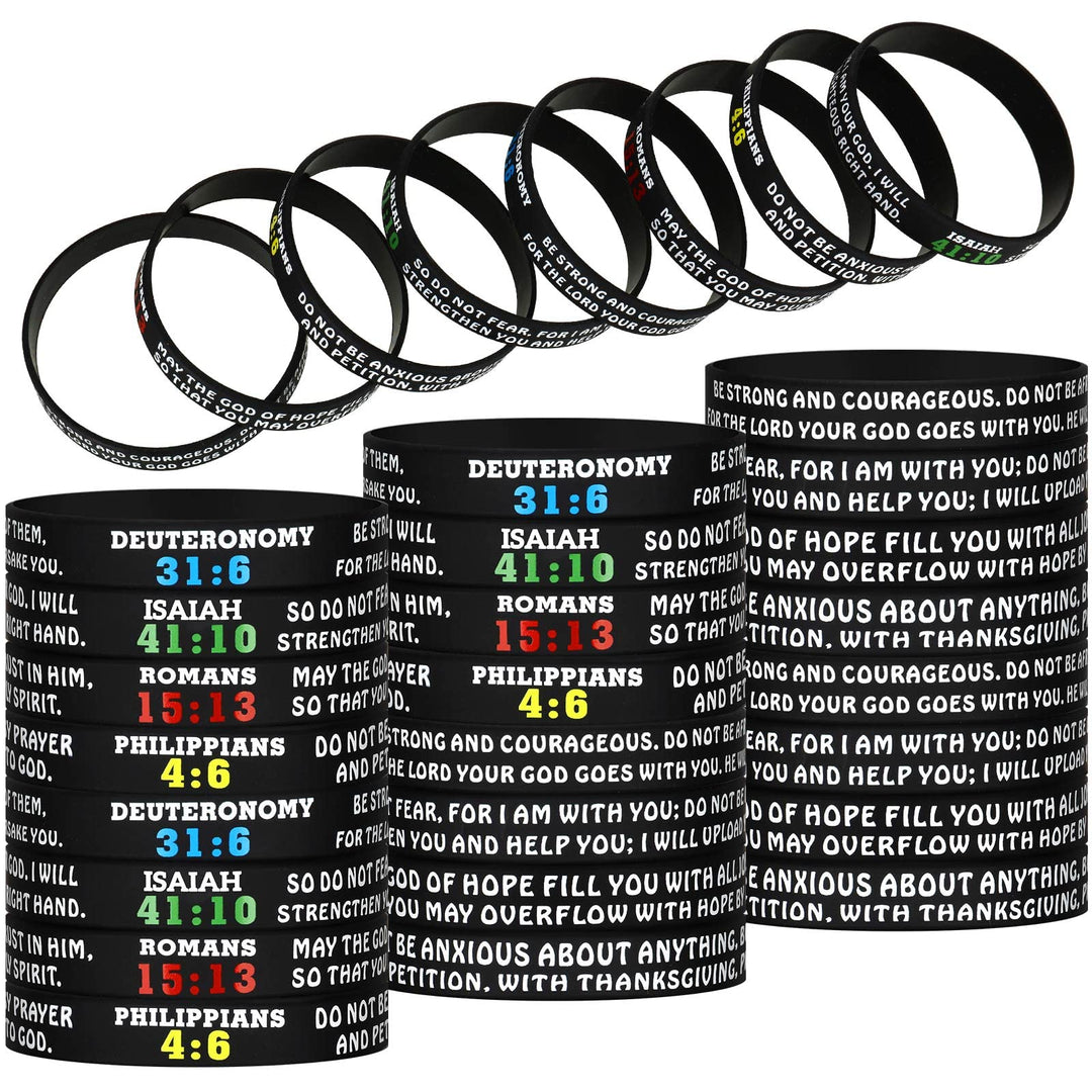 32 Pcs Bible Verse Bracelets Christian Scripture Bracelets Bulk Rubber Religious Bracelets Silicone Bible Verses Wristbands Faith Hope Belief Wristbands Bracelets for Adult