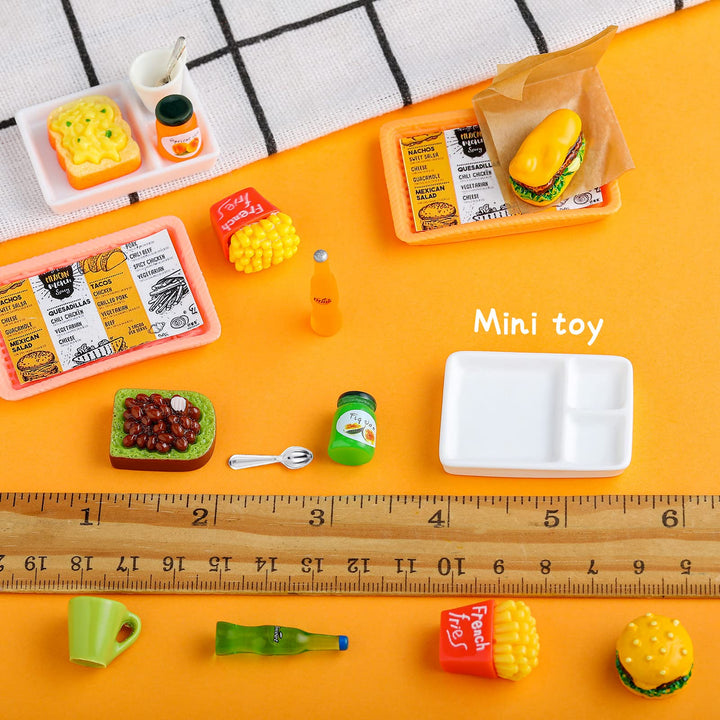 Miniature Tea Dollhouse Kitchen Accessories Set Mini Food for Dollhouse Snacks Resin Kitchen Accessories Juice Hamburger Milk Bread Jam Cup Egg Pretend Play Food Toys (Chic Style,22 Pieces)