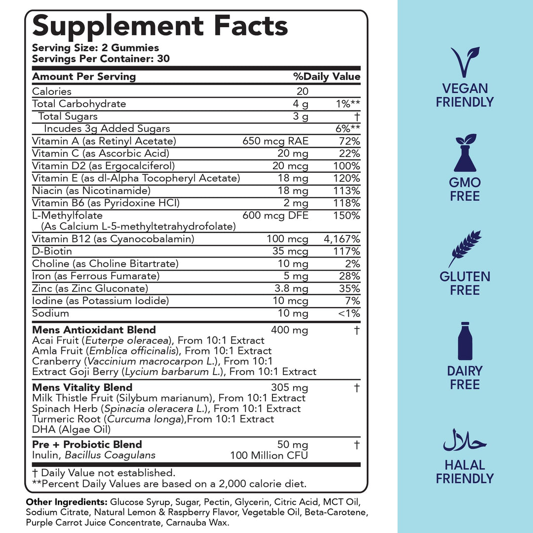 Men&#39;s Multivitamin Gummies with Probiotics and Prebiotics