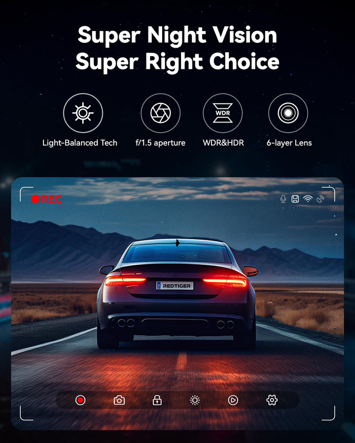 Dash Cam Front Rear, 4K/2.5K Full HD Dash Camera for Cars, Included 32GB Card, Built-in Wi-Fi GPS, 3.16” IPS Screen, Night Vision, 170°Wide Angle, WDR, 24H Parking Mode(F7NP)